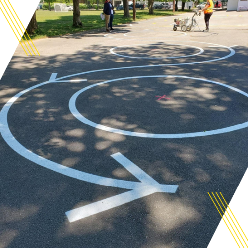 marquage cour d'école parcours flèches circulation élèves